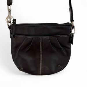Coach Black Leather Soho Pleated Crossbody Swingpack Bag Travel Preppy Capsule
